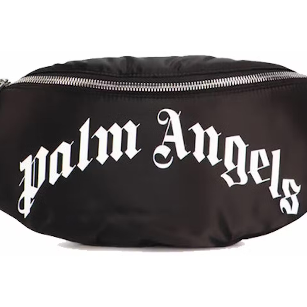 Palm Angels Black Belt Bag with White Logo